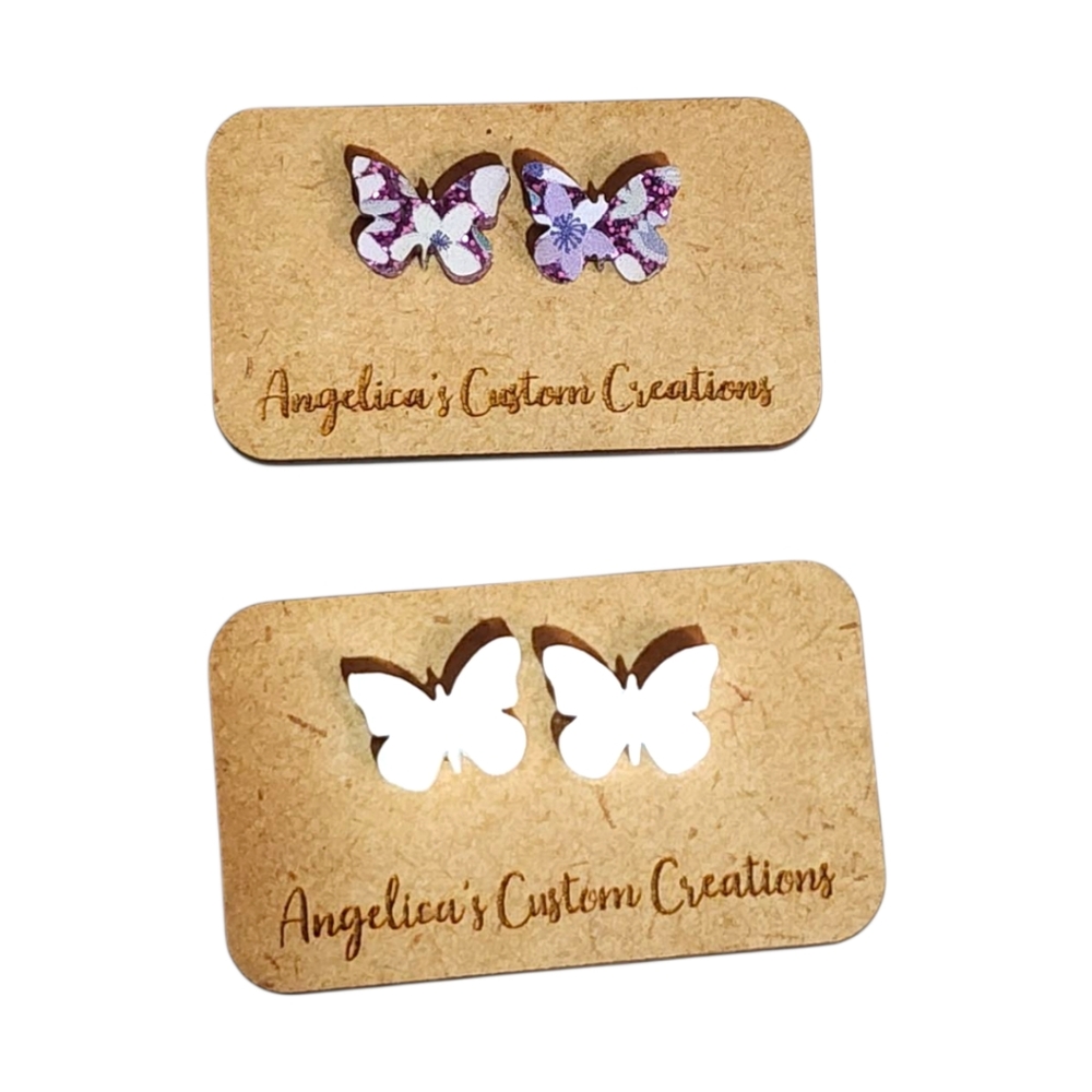 Butterfly Kisses Acrylic Stud Earring Set - Floral Purple, White